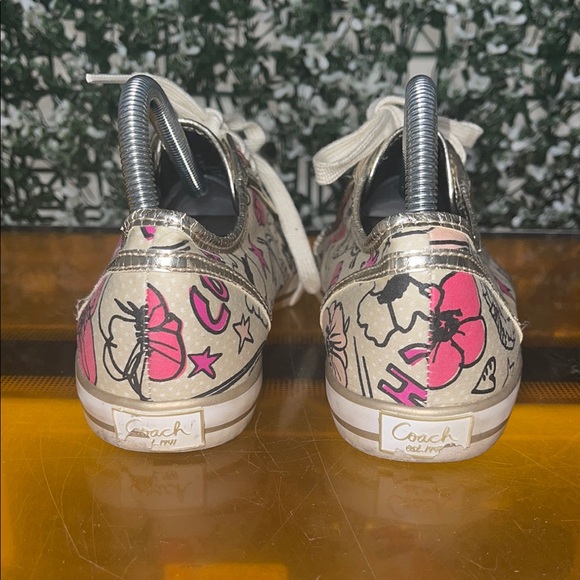 Coach Pink and Tan Patterned Sneakers - Picture 7 of 9